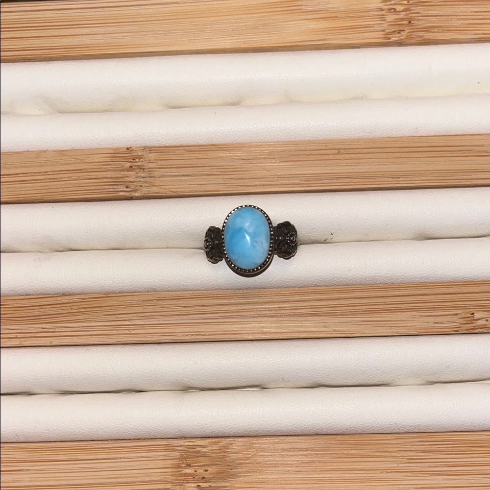 Authentic Larimar Stone Ring - Adjustable - image 2